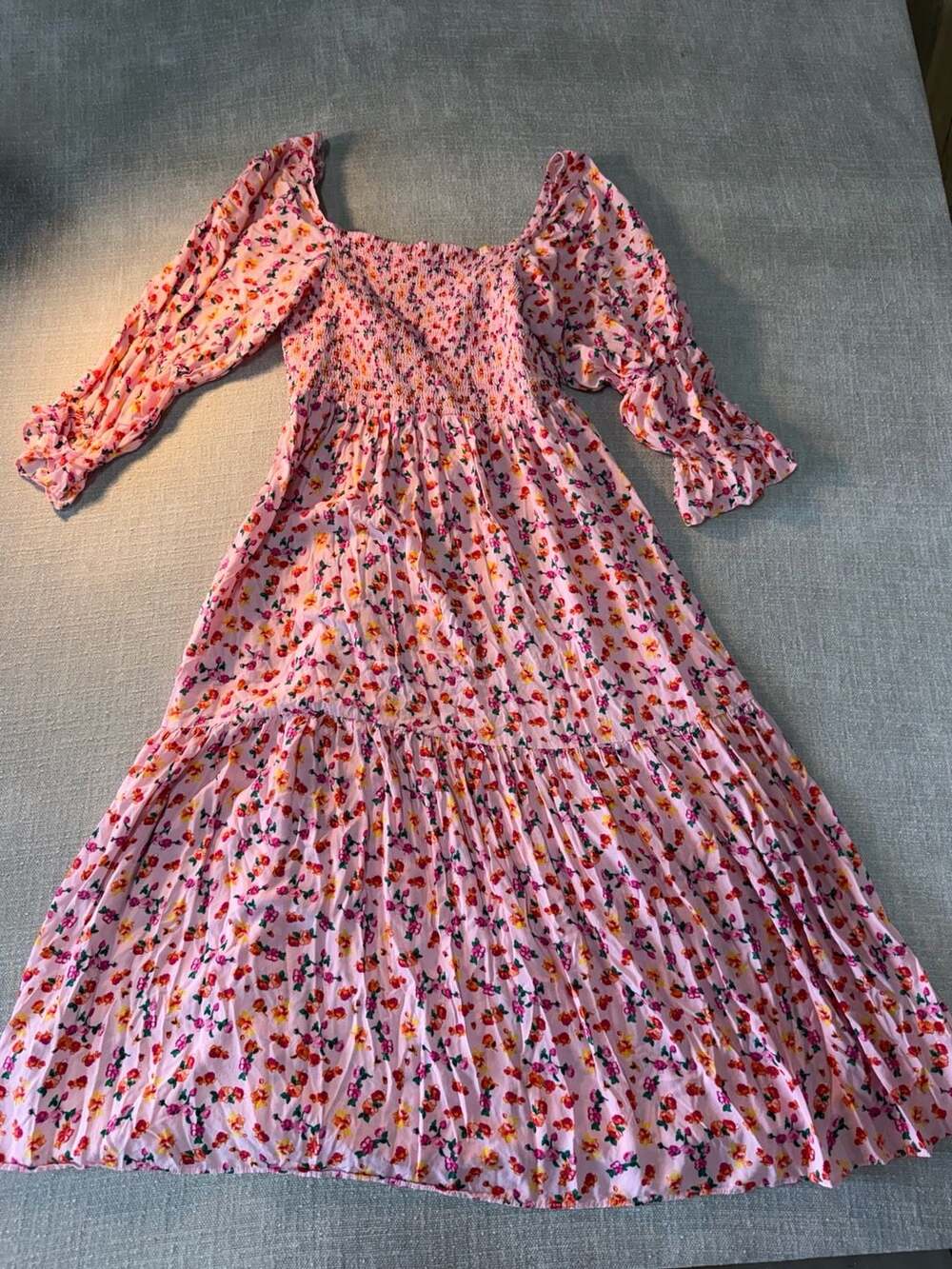 Betsey Johnson Floral Smocked Midi Dress